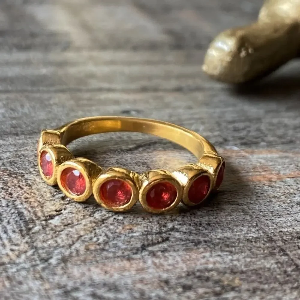 NEW Gold & Red Zirconium Gemstone Statement Ring - Picture 2 of 16